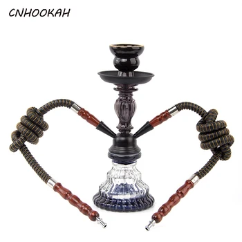 

CNHOOKAH Glass Base Shisha Arab Hookah Double Root Plastic Pipe Narguilé Ceramics Bowl Nargile Smoking Accessories Chicha Gift