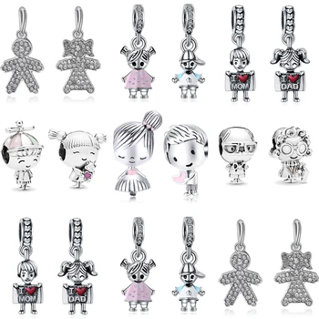 

2pcs/lot Lovers charms fit original pandora bracelet charm bead jewelry making diy pendant necklace for women gift