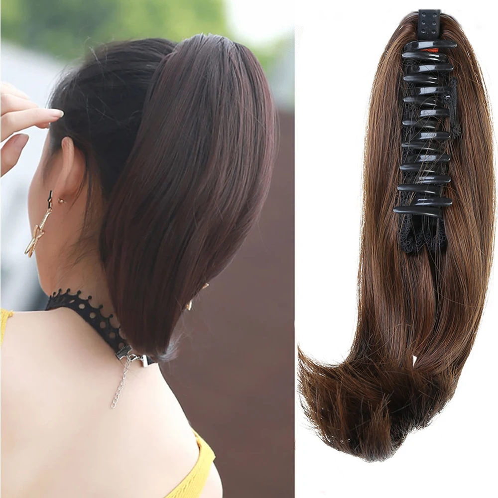 

MSTN Synthetic Short Straight Ponytail Extension Claw Clip in Hair Extensions Natural Pony Tail Fake Hair Hairpiece For Women