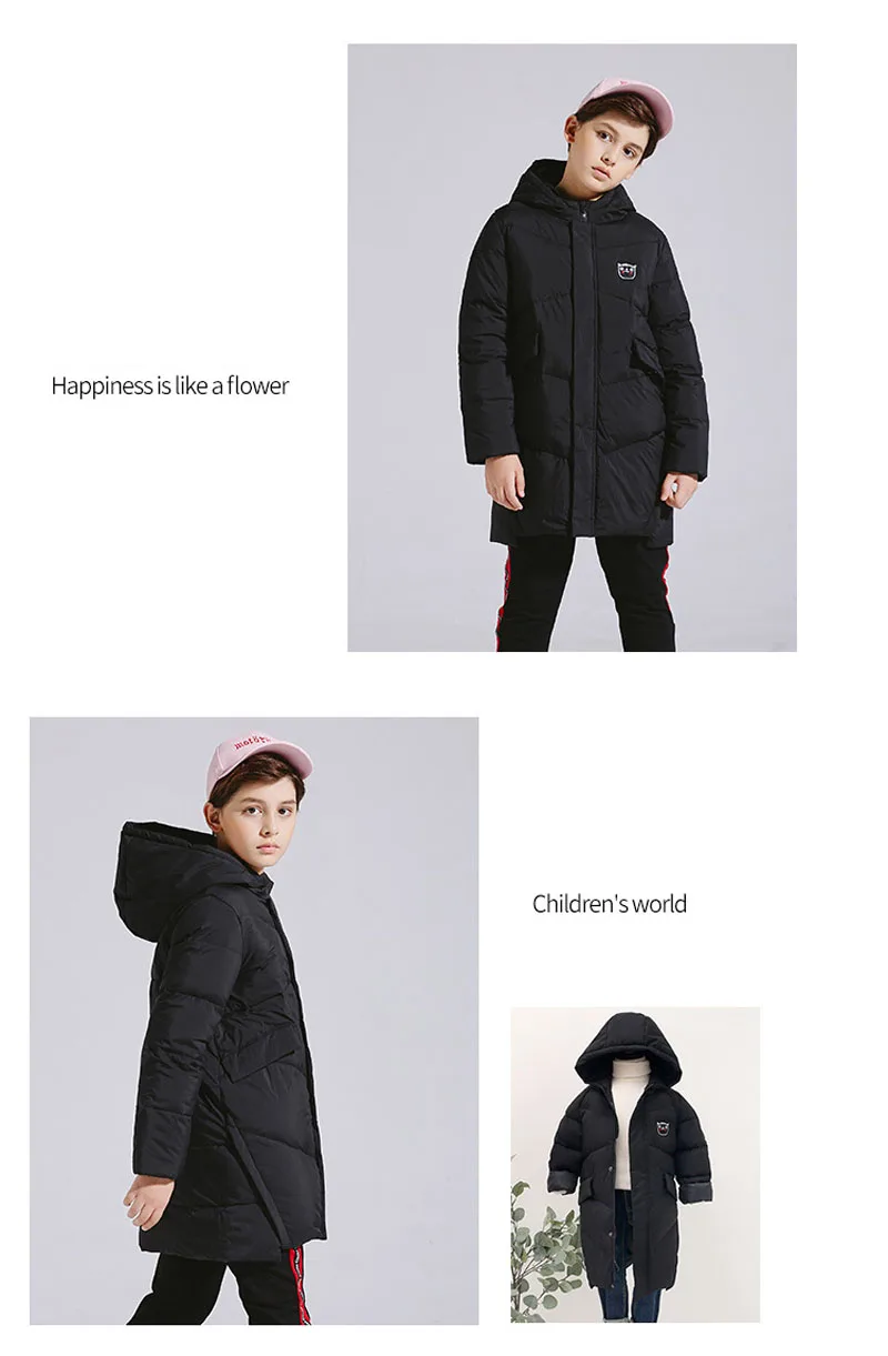 Г. Модная длинная пуховая куртка для мальчиков и девочек детское утепленное белое пуховое пальто лыжные парки для подростков зимние пальто с капюшоном