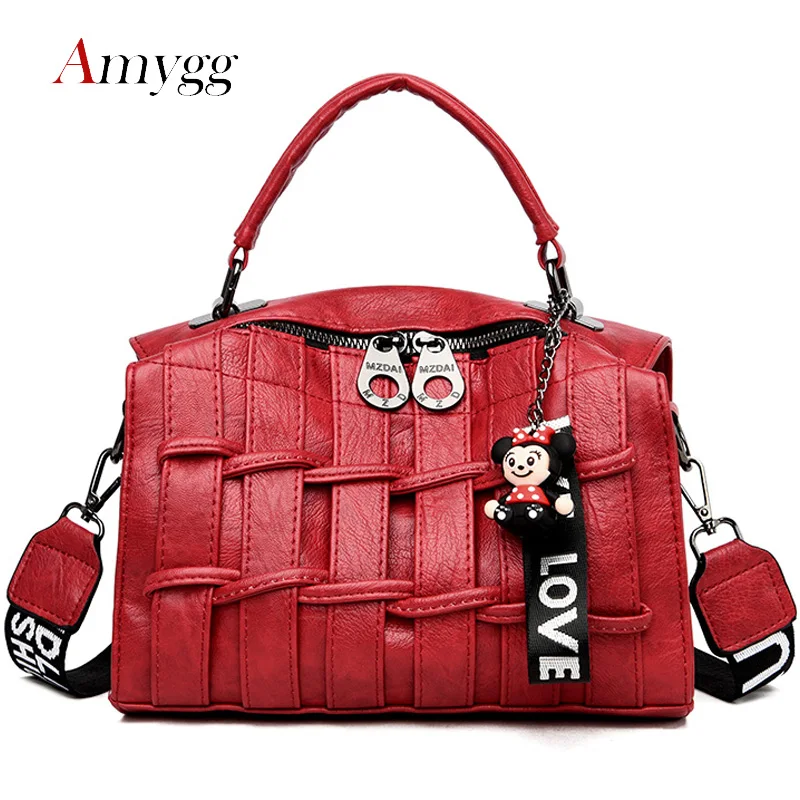 

Fashion Weaving Crossbody Bags For Women Luxury Handbags Women Bags Designer Cartoon Pendant Lady Shoulder Bags Sac A Main Femme