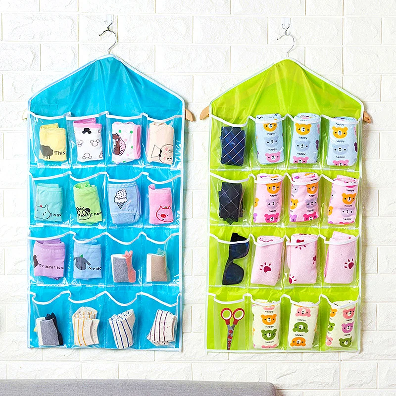

Transparent Underwear Storage Bags Multi-pockets Socks Bra Closet Organizer Waterproof Sundries Underwear Hanging Storage Pouch