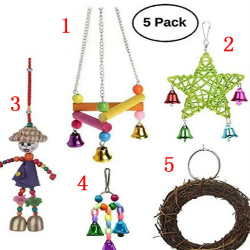 

Five sets of small and medium parrot toy bird toy sets bird ladder