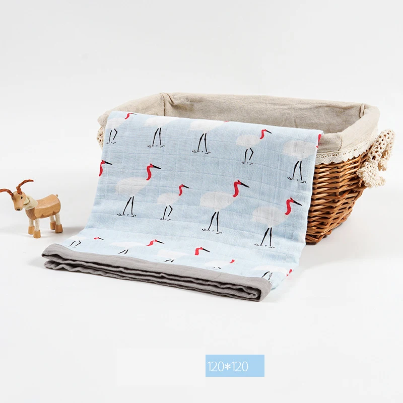 Four white crane New Cotton Baby Blankets Newborn Soft Organic Cotton Baby Blanket Muslin Swaddle Wrap Feeding Burp Cloth Towel Scarf Baby Stuff - Цвет: Four white crane