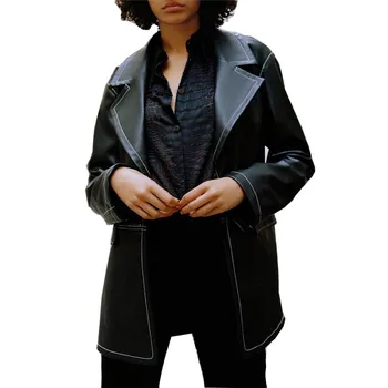 

Women Pu Leather Jacket Casual Slim Soft Moto Biker Faux Leather Jacket Female Coat Spring Autumn Coats Ladies Streetwear