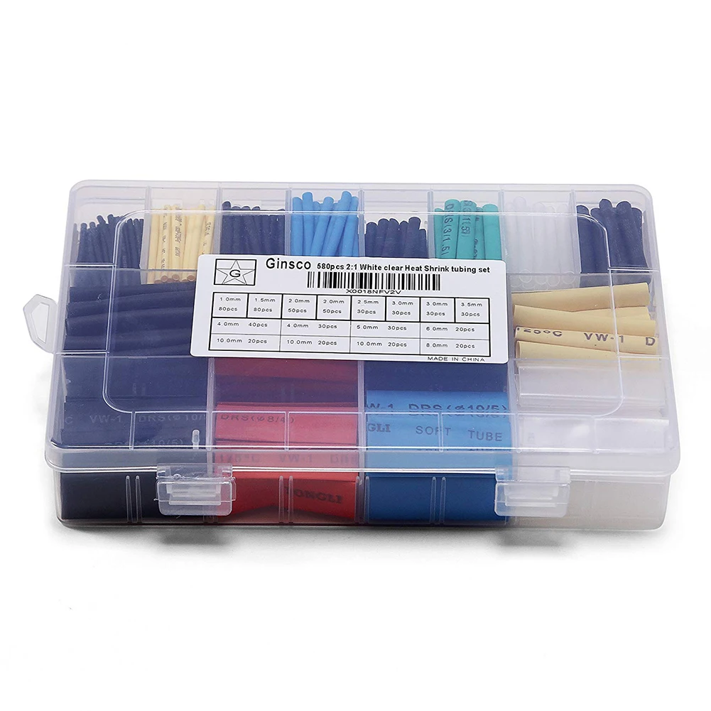

580pcs Home Connect Heat Shrink Tube Accessories Protective DIY Insulated Sheath Wire Wrap Cable Sleeve Electrical Equipment