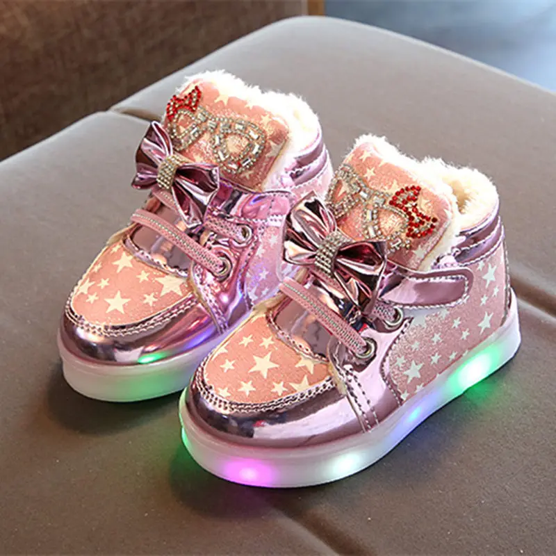 Pink Boots Обувь для малышей; модные детские кроссовки для детей; обувь для мальчиков и девочек; Светодиодный светильник; повседневная обувь; кроссовки; 21-30 - Color: Pink Boots
