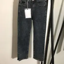 107735 модные обтягивающие женские джинсы со средней талией, женские синие джинсовые брюки