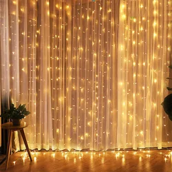 Festive Christmas Curtain Lights Garland - Holiday Home Decorations & Ornaments - 2Mx3M 200LED (Warm White)