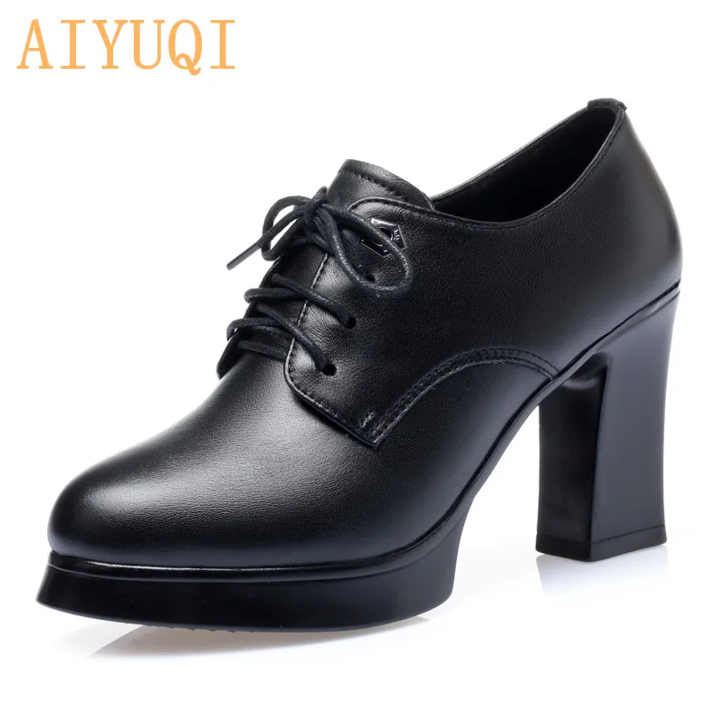 

Spring High Heel Women Shoes 2020 New Genuine Leather Women's Shoes With Thick Heel Platform Pumps