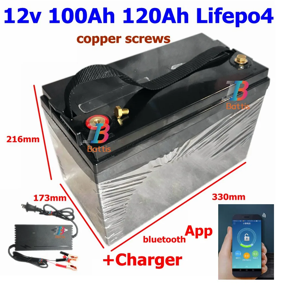 Lifepo4 12V 100Ah 120Ah 12 8 v LFP батарея 100A BMS 150Ah bluetooth приложение для 1200w солнечной системы