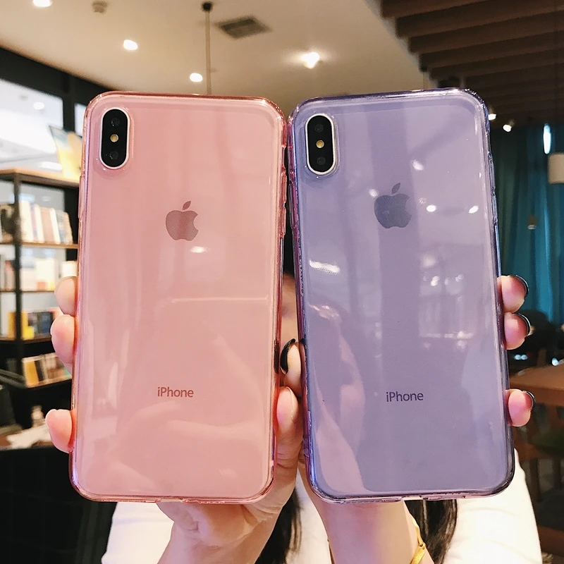 

Thicken Soft Colorful TPU Clear Case for Apple iphone 6 6S 7 8 Plus X XS MAX XR 10 Fashion Simple Crystal Transparent Cover