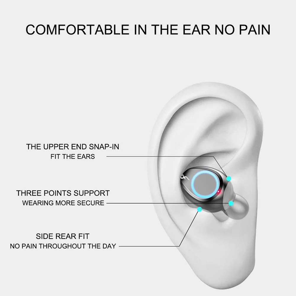 TWS Wireless Headphones Bluetooth 5 0 Earphones Touch Control Earbuds Sports Running Auto Pairing Headset With Dual Mic Earphone