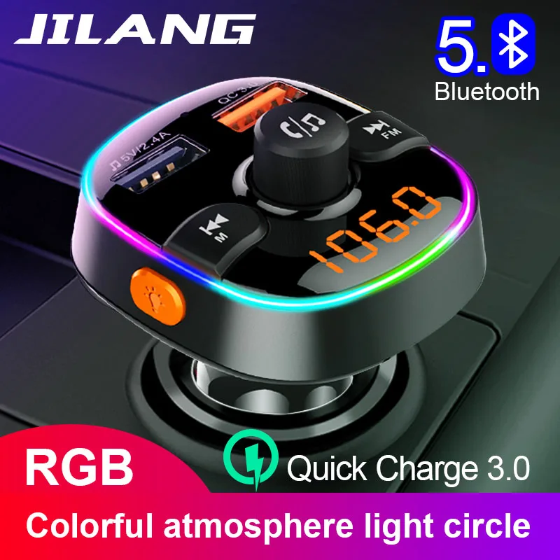 Jilang fm-передатчик модулятор Bluetooth Автомобильный ЖК MP3-плеер беспроводной радио адаптер Handsfree автомобильный комплект u-диск с зарядным устройством QC3.0