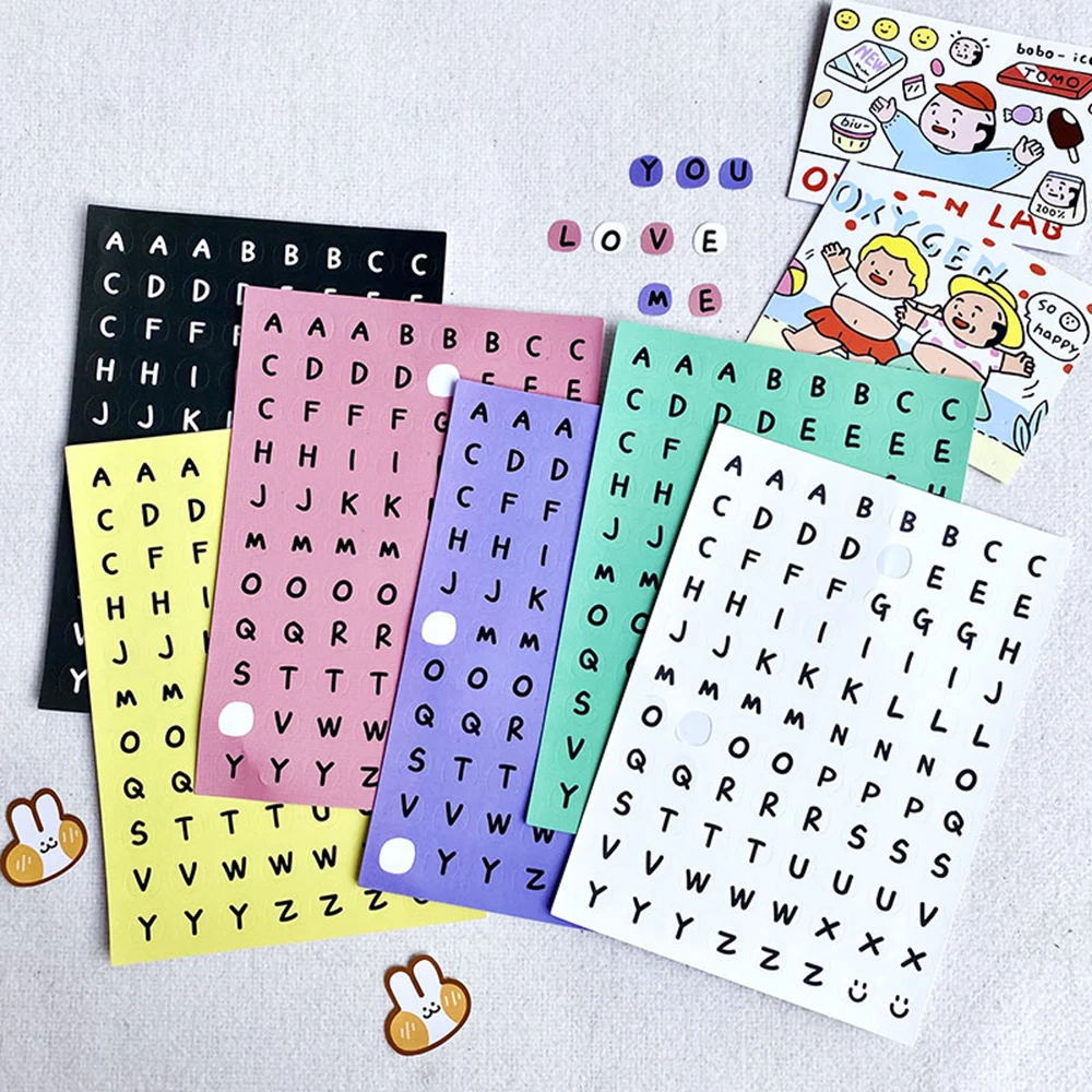 1Pcs DIY Colorful English Alphabet Sticker Scrapbooking Album Color Alphabet Salt Small Pattern Mobile Phone Decorative Stickers