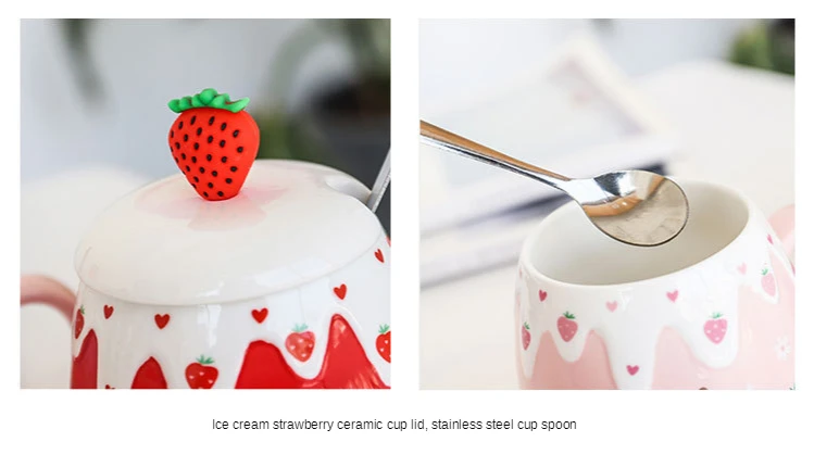 Kawaii Fruit Strawberry Avocado Ceramic Cups - Limited Edition