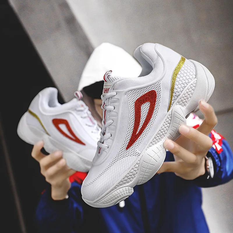 

2019 Spring And Autumn Men Sports Casual Fashion Running Shoes Fashion Man Versatile Dad Shoes Anti-slip Wearable Shoes Breathab