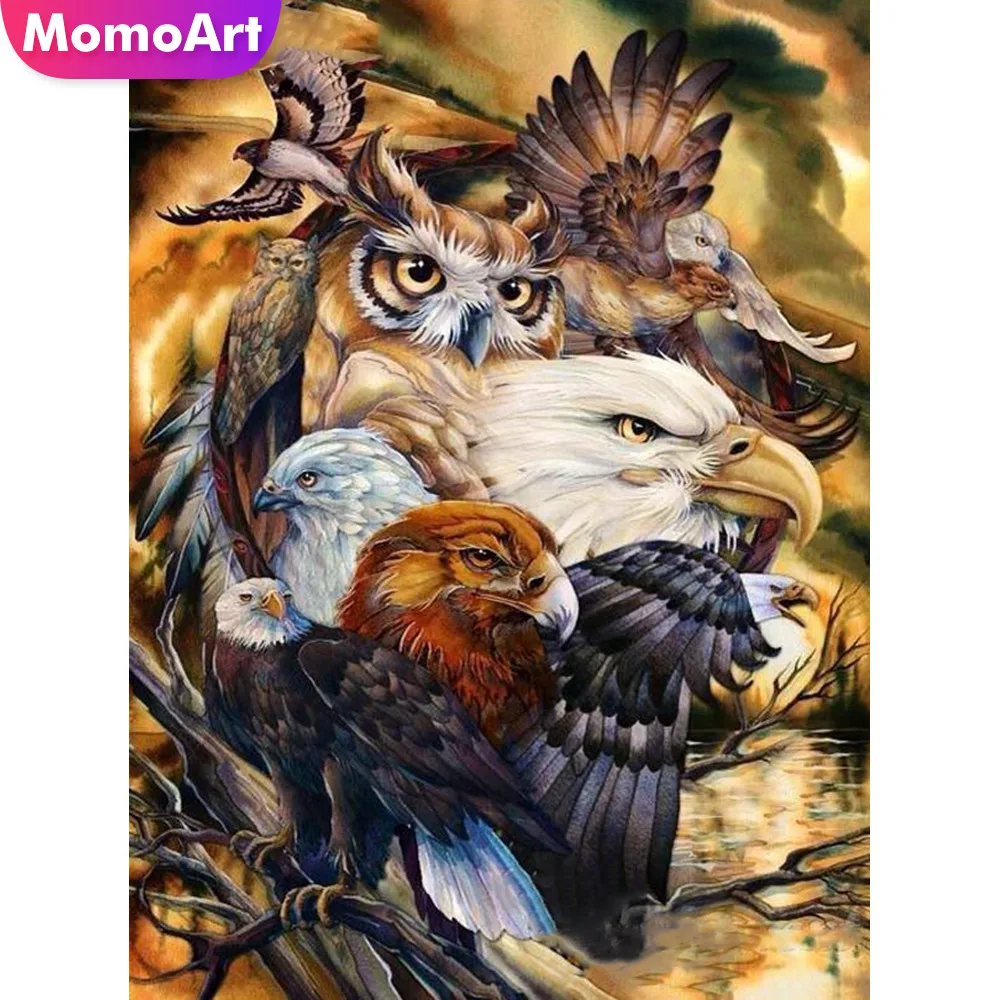 

MomoArt Diamond Embroidery Eagle Diamond Painting Full Square Rhinestone Diamond Mosaic Animal Cross Stitch Room Decor