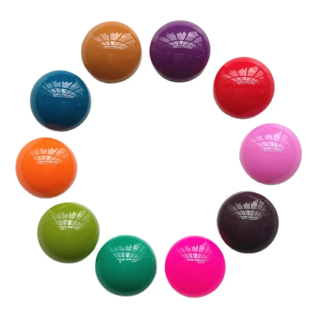 

500 Pieces/lot 12/14/16/18/20mm High-quality Round Resin Beads Cabochon Domes Flat back solid color Loose Bead Jewelry Finding