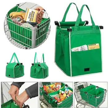 

Reusable Supermarket Grocery Shopping Eco Foldable Bags Clip-To-Cart Bag Home