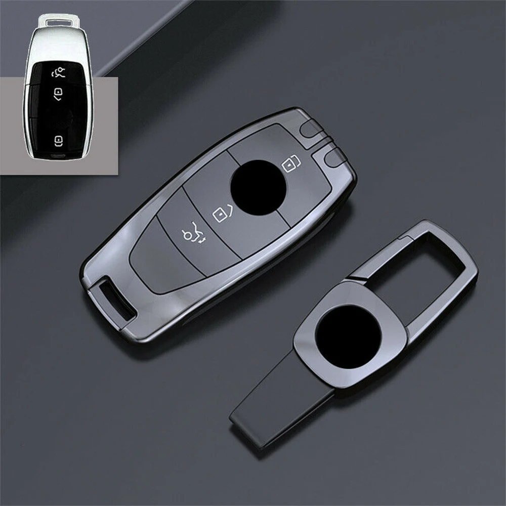

Zinc Alloy Car Remote Smart Key Case Cover Shell Holder Protector with Keychain For Mercedes-Benz A B C E S G-Class Accessories