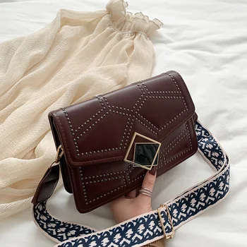 

Women's handbags 2020 new Korean fashion casual plaid broadband one-shoulder messenger bag famous leather designer messenger bag