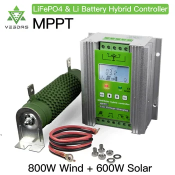 

1400W MPPT Wind Solar Hybrid Booster Charge Controller 12V 24V With PWM dump load Compatible with lithium lead-acid battery