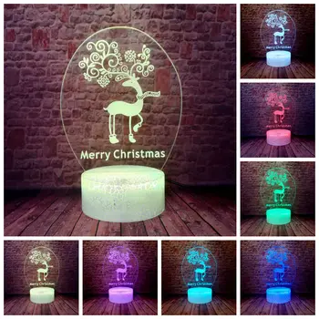 

Flash 3D LED Nightlight Colorful Changing Light Model Santa Claus Snowman Model Merry Christams Elk Flash action & toy figures