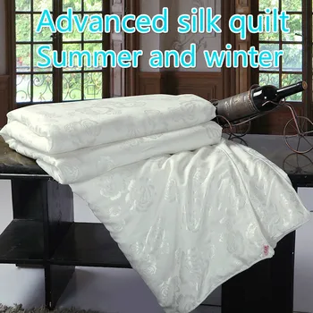 

white/pink color free shipping 100% silk comforter/blanket/quilt/duvet for summer&winter king queen twin size handmade bedding