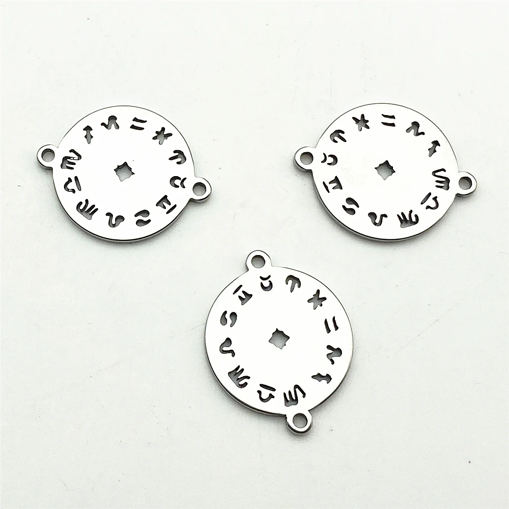 

constellation Charm 5pcs Connector Stainless Steel 2side pattern zodiac sign Connectors Jewelry Handmade Diy Jewelry Make