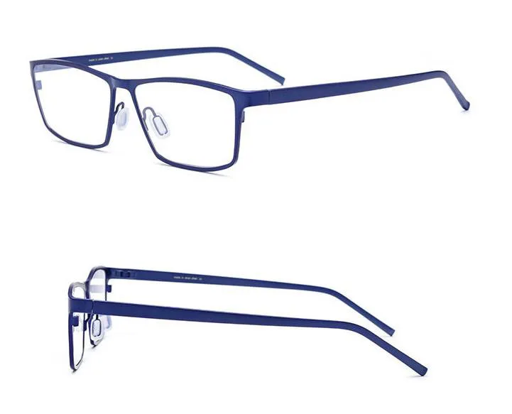 Ultralight pure titanium frames 1871 business style men eyewear can be myopia reading glasses 1.74 anti-blue lenses - Цвет оправы: blue