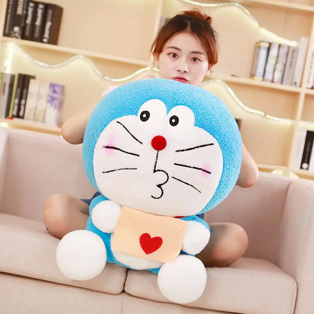 Hot cartoon Doraemon Doraemon cat plush toy stuffed down cotton pearl velvet fabric pillow doll doll decoration doll cushion gif