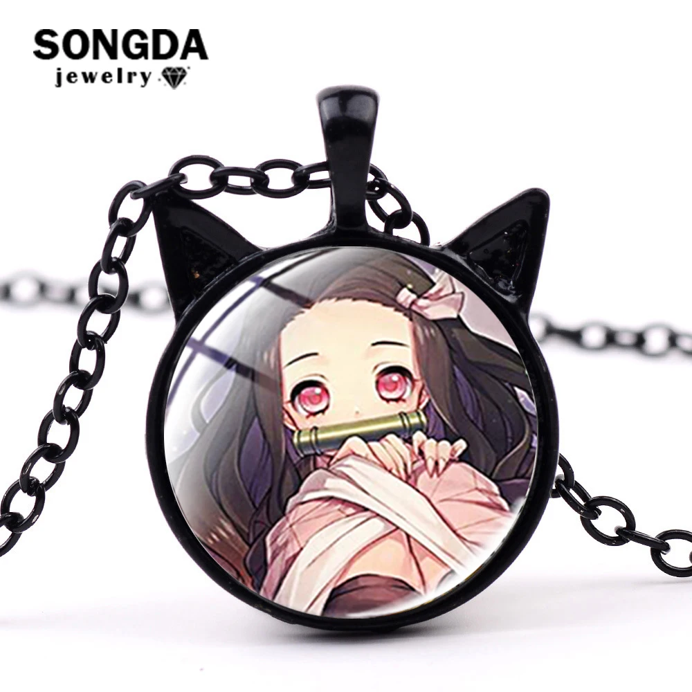 Ожерелье с подвеской в виде кошачьего уха SONGDA Kawaii Kimetsu No Yaiba клинок призрака