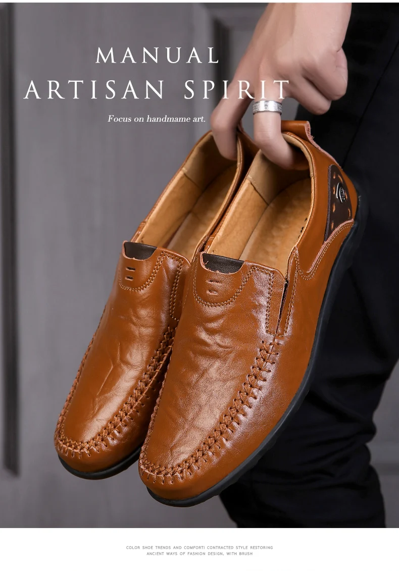 Модная мужская повседневная обувь из натуральной коровьей кожи; Mocasines De Hombre; мужские мягкие мокасины; нескользящие лоферы на плоской подошве; Мужская Рабочая обувь для вождения