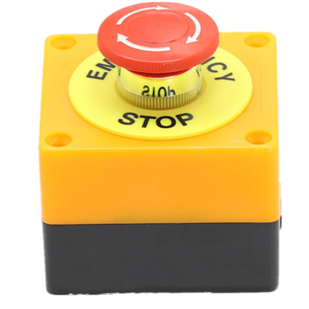 

1PCS Plastic Shell Red Sign Push Button Switch DPST Mushroom Emergency Stop Button AC 660V 10A NO+NC LAY37-11ZS