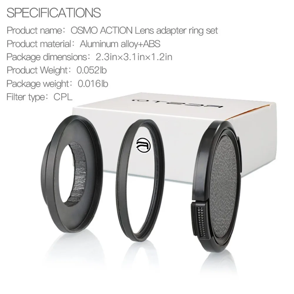 CPL фильтр объектива адаптер кольцо Крышка объектива протектор Набор подходит для DJI OSMO Экшн камеры аксессуары
