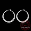 Solid Big Smooth Circle Hoop Earrings Brincos 925 Sterling Silver Simple Party Round Loop Earrings for Women Jewelry ► Photo 3/6
