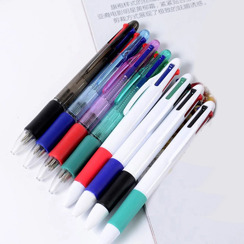 

1pcs 4 In 1 Transparent White Creative Plastic BallPoint Pen Office Business Ball Pen Student Gift
