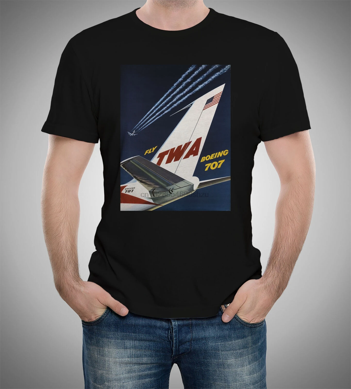 Fly TWA Boeing 707 1959 ca Int Airlines футболки с плакатами S до 5XL| |