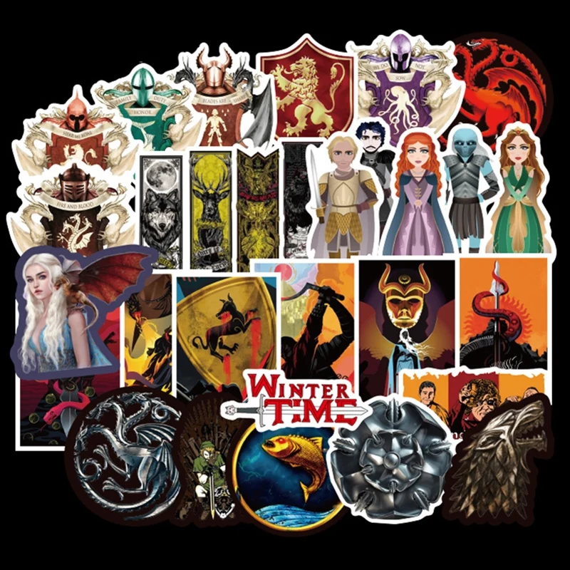

61-100 pcs Game of Thrones Stickers Cartoon Cute Heat Suitcase Laptop Motorcycle Waterproof Cartoon Graffiti Sticker For Kid