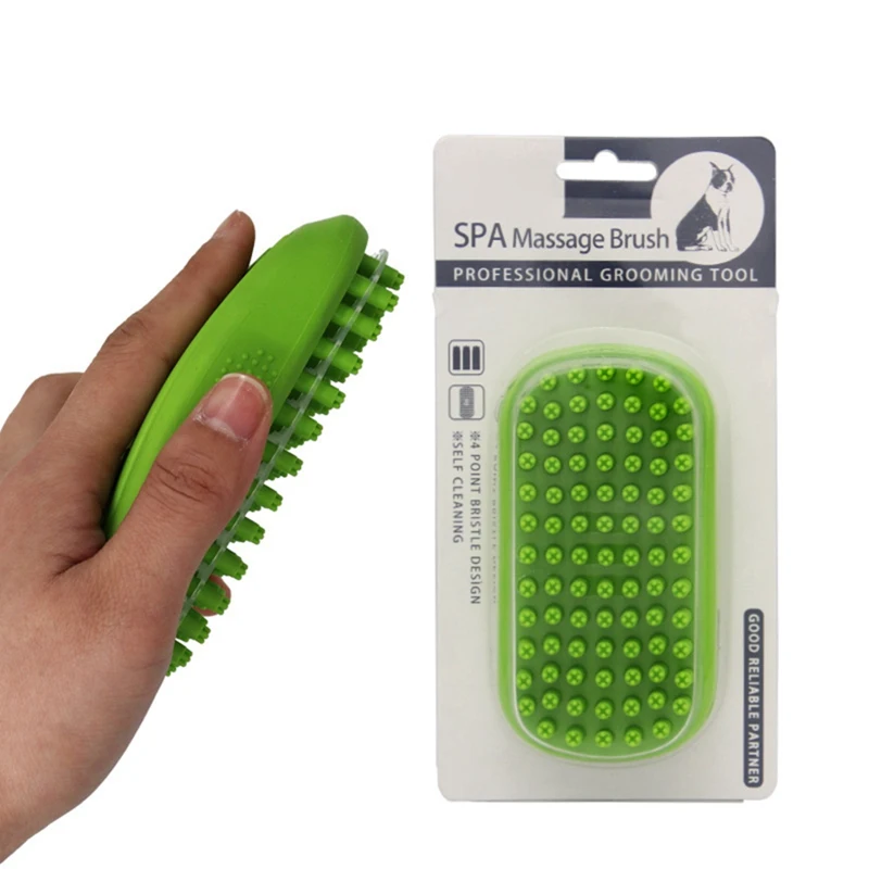 

Pet Bath Brush Great Grooming Comb For Shampooing And Massaging Dogs Bristles Gently Removes Loose Hair Fur, Easy To Clean