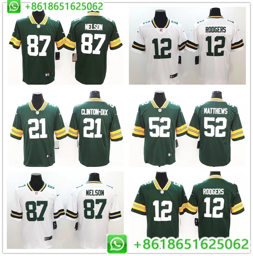 Мужская футболка Green Bay Aaron Rodgers Ha Clinton-Dix Clay Matthews Vapor Untouchable Limited