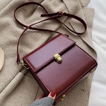 

Vintage Fashion Female Square Bag 2020 New High Quality Leather Women's Designer Handbag Lock Shoulder Messenger Bag Travel bag