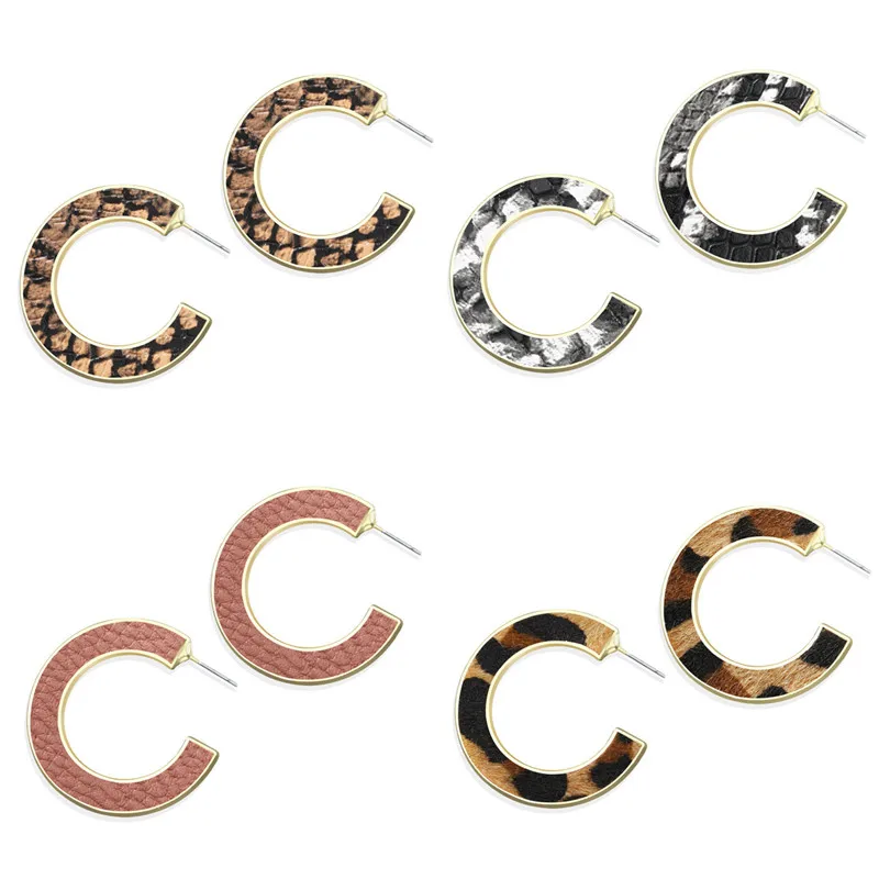 

Geometric Leather Earrings For Women Fashion New Snake Pattern Dangle Earrings Leopard Print Circle Female Party Jewelry