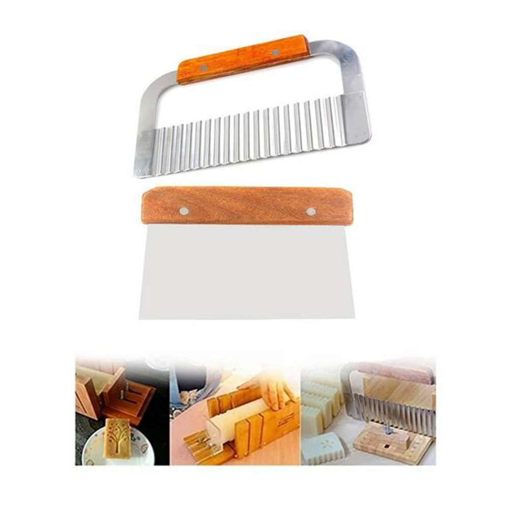 2x Wavy Straight Cutter Soap Mold Loaf Cutter Cake Wax Potato Cutting Tools