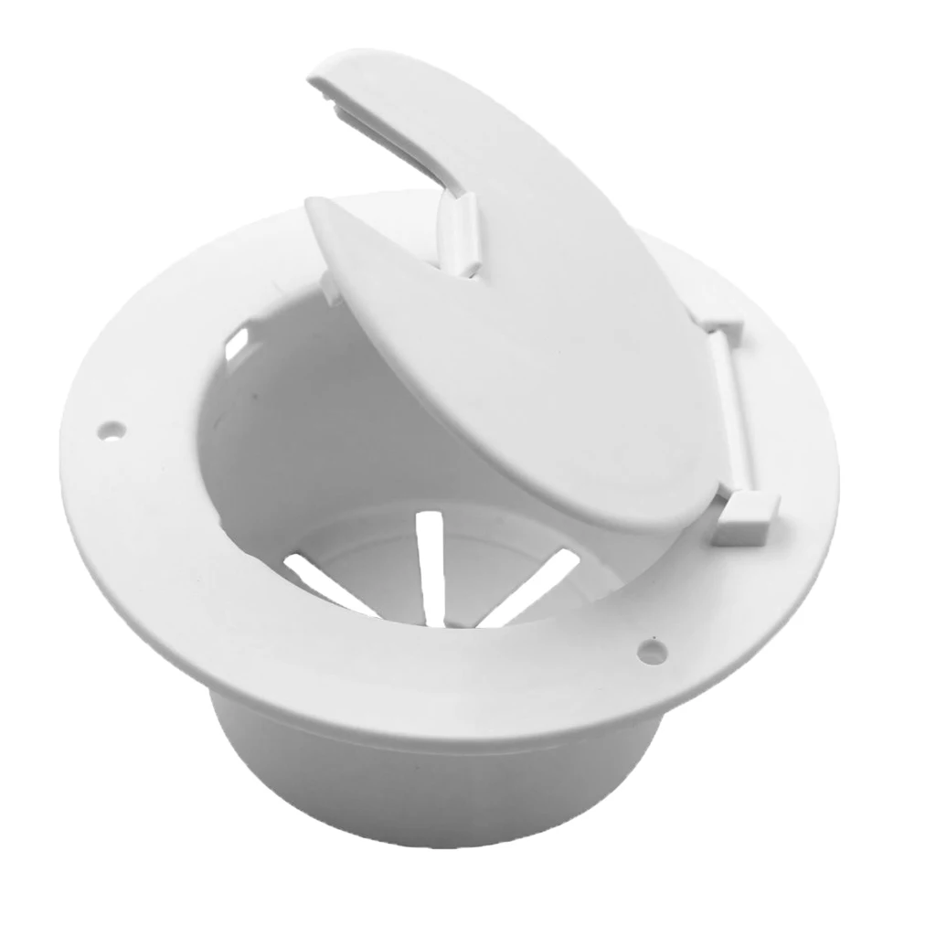 RV WHITE ELECTRIC CABLE HATCH RV MOTORHOME MARINE CORD ROUND W/CABLE HOLD