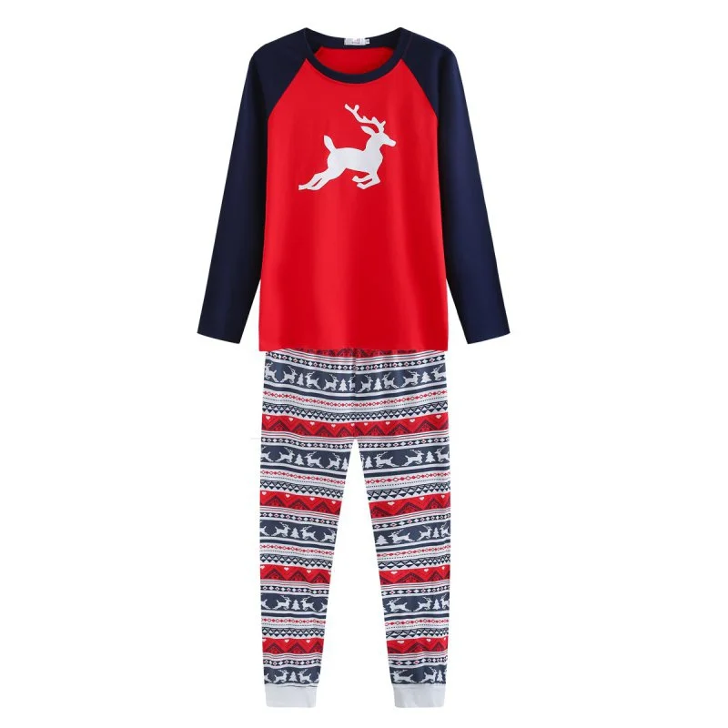 Christmas Family Clothes Parent-child Suit Printing Home Service Cotton Soft Two-piece Pajamas Holiday Costumes