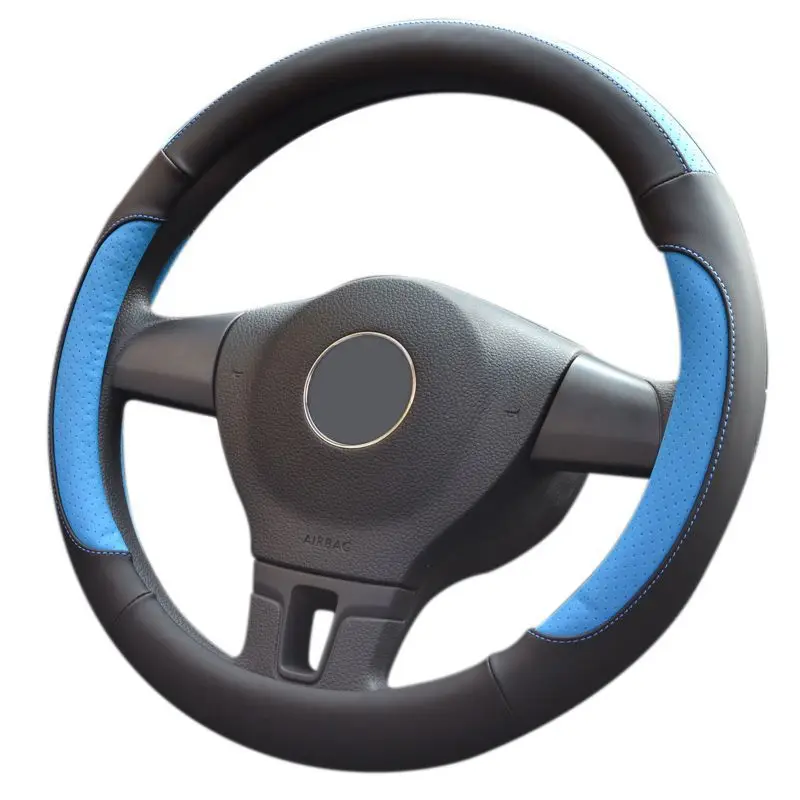 blue 38cm 1 шт. Универсальный Дышащий нескользящий прочный Чехол рулевого колеса автомобиля четыре сезона - Название цвета: blue 38cm