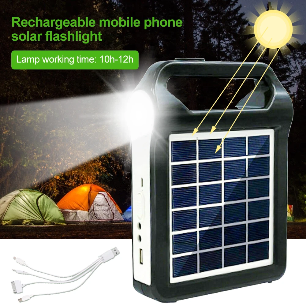 Portable Multi Fucntion Solar Power Panel Generator LED Flashlight Lantern Light USB Charger System Power Bank Phone Charger