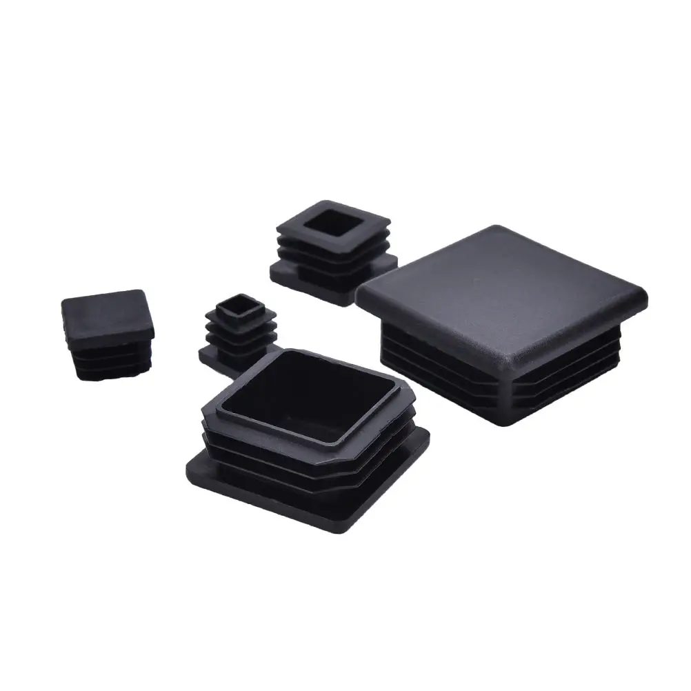 10Pcs Chair Leg Plastic Blanking End Cap Square Tube Insert Black 15mm 20mm 25mm 30mm 40mm 50mm